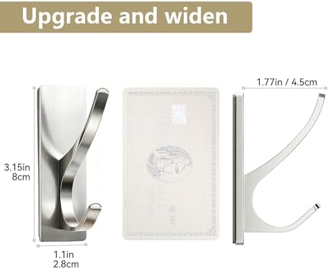 pickpiff 10 Pcs Brush Nickel Self-Adhesive Hook, 13LB Hanger for Coat/Towel - Image 3