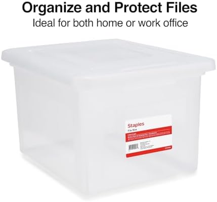 Staples Hanging File Folder Box, Storage Bin Organizer, Snap Lid, Clear - Image 2