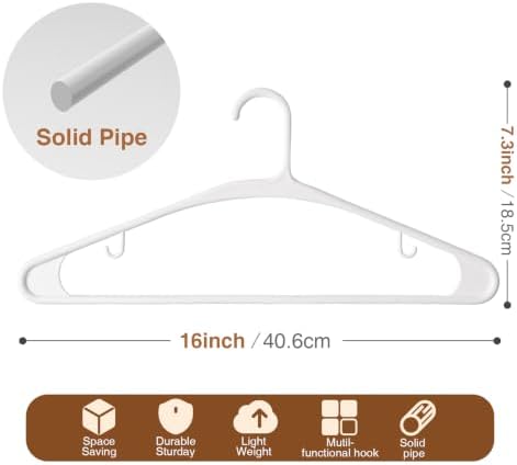 White Plastic Hangers 100 Pack Slim Clothes Hangers with Strap Hook - Image 7
