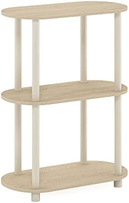 Furinno Turn-N-Tube Toolless 3-Tier Oval Display Shelf, Bauhaus Oak - Image 6