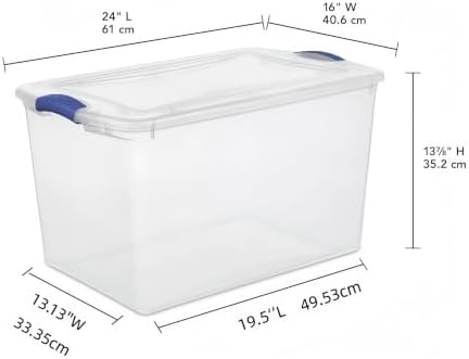 66 Qt Clear Storage Bins 2 Pack with Latch Lid Stackable Heavy Duty - Image 2