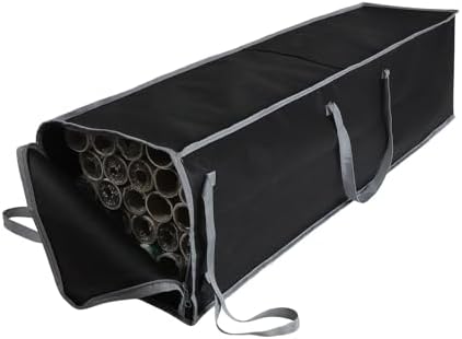 Demao Large Wrapping Paper Storage Bag – 41" Christmas Gift Wrap Organizer with Reinforced Handles, Holds 25 Rolls – Black & Gray Two-Tone Design, Dustproof & Stain-Resistant for wrap paper Storage by Demao