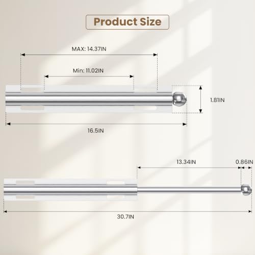 Supforce 16.5" Valet Rod for Closet Pull Out for Wardrobes, Brushed Silver - Image 5