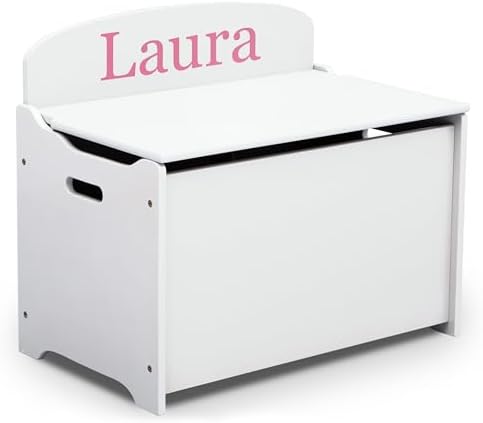 Delta Children Personalized MySize Deluxe Toy Box, Bianca White - Image 5