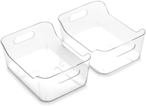 BINO | The SOHO Collection Plastic Storage Bins, X-Small - 2 Pack, Clear | Pantry and Fridge Organizer Containers, Kitchen Cabinet and Medicine Cabinet Bins by BINO