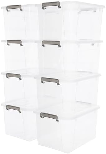 Citylife 8-Pack 44.4 QT Clear Plastic Storage Bins with Latching Lids by CITYLIFEHomeOrganization