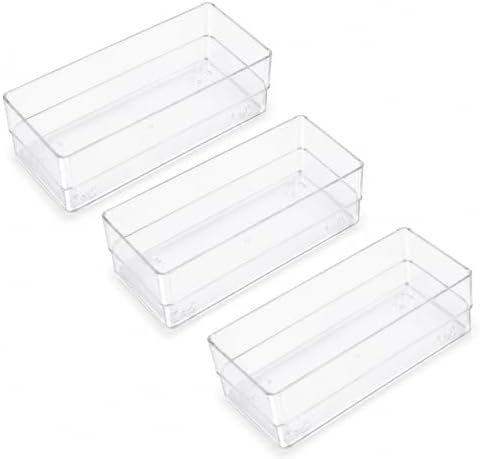 LotFancy 3 Pack Stackable Clear Plastic Drawer Organizer for Junk, 6x3x2 by LotFancy