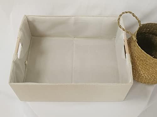 Storage Bin for Shelves Rectangle Closet Baskets Foldable Box with Handles Beige Shelf Baskets Toy Boxes for Home Office Car Dormroom - Image 5