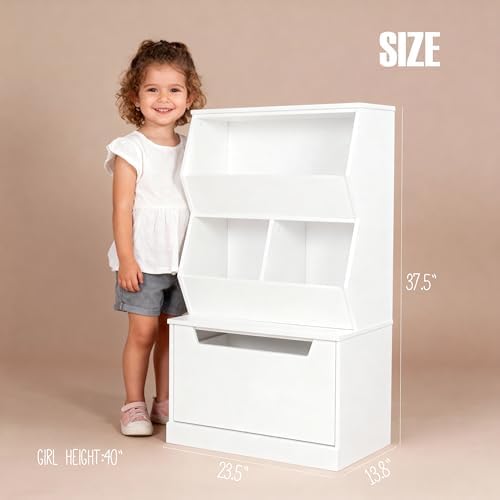 UTEX Slanted Kids Toy Storage Organizer, Children Storage Cubby with Drawer - Image 3