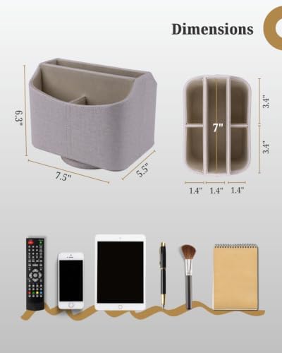 LAMOTI Remote Control Holder, 360° Rotating PU Leather Desk Organizer - Image 7