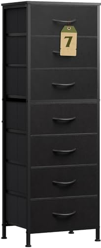 WLIVE Tall Dresser for Bedroom, 7 Drawer Dresser, Black by WLIVE