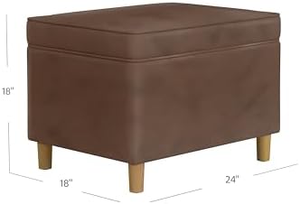 Spatial Order 24" Dinah Collection Storage Ottoman - Brown Faux Leather - Image 3