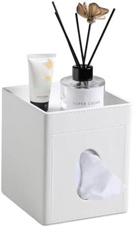 PU Leather Tissue Box Cover Square Tissue Box Holder Tissue Holder by Cretkhp