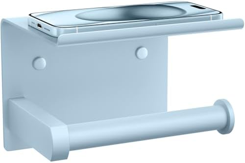 Toilet Paper Holder with Shelf Wall Mounted Toilet Paper Roll Dispenser by Tindbea