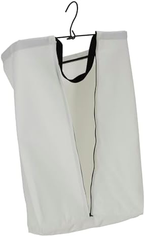 Household Essentials Door Hanging Laundry Bag in Washable Canvas with Loop Handle, White with Black Trim - Image 6