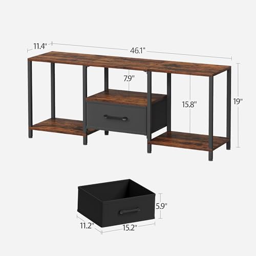 JARHETUN TV Stand with Fabric Drawer for 55 Inch TV, Entertainment Center with Open Shelves, Media TV Console Table for Living Room, Bedroom, Rustic Brown - Image 3