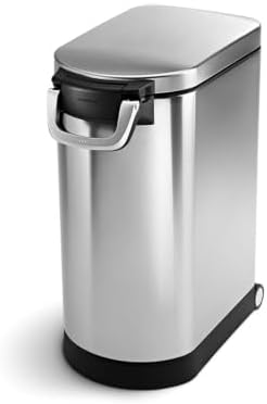 simplehuman Large Pet Food Storage Container, Holds 30-35 lb / 14-16 kg of Dry Dog Food, Cat Food, or Bird Seed, Airtight Lock-Tight Lid with Magnetic Scoop, BPA-Free, Brushed Stainless Steel by Unknown