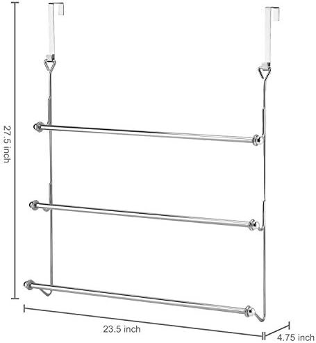 MyGift 3 Tier Over Door Towel Rack, Chrome Bathroom Towel Holder - Image 5