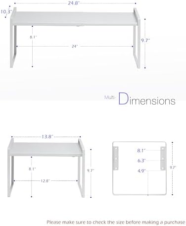 Nxconsu Cabinet Shelf Riser, Adjustable Cabinet Organizer, 10.3" Deep White - Image 3