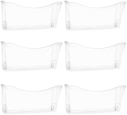 EASEPRES 6 Pack Clear Single Pocket Hanging File Organizer, Plastic Wall Mount Paper Mails Magazines Holder, Mounted Folder Bins for Office School and Home, 13.85x3.14x6.88 inches by EASEPRES