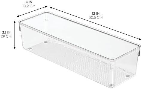 iDesign Plastic Drawer Organizer Bins, Set of 3, Clear - Image 3