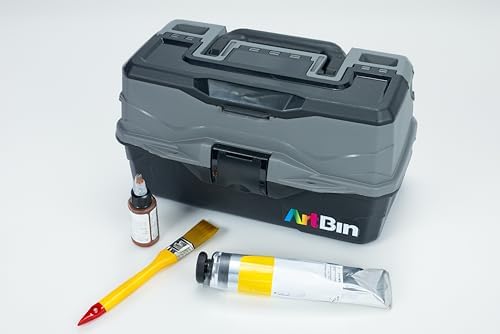 ArtBin 2-Tray Art Supply Box with Handle, Gray/Black - Image 3