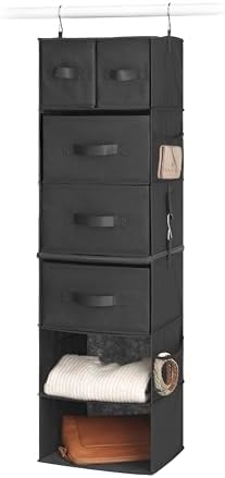 Whitmor Multi-Functional Hanging Organizer with Drawer Inserts- 5 Section - Closet Organizer - Black - Image 4