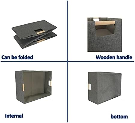 Storage Bin for Shelves Rectangle Closet Baskets Foldable Box with Handles Gray Shelf Baskets Toy Boxes for Home Office Car Dormroom - Image 4