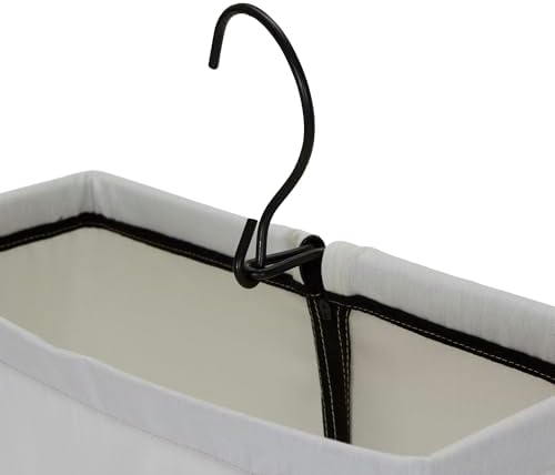 Household Essentials Door Hanging Laundry Bag in Washable Canvas with Loop Handle, White with Black Trim - Image 3