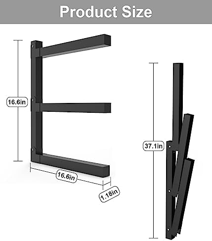Lumber Storage Metal Rack, 3-Level Wall-Mounted Organizer and Wood Rack, Indoor & Outdoor Storage Solution for Workshop or Garage - 2 Pack - Image 3