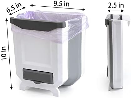 Hanging Kitchen Trash Can, Foldable Waste Bin for Kitchen, Collapsible Hang Small Plastic Garbage Can 2.4 Gallon for Cabinet/Car/Bedroom/Bathroom (White) - Image 4