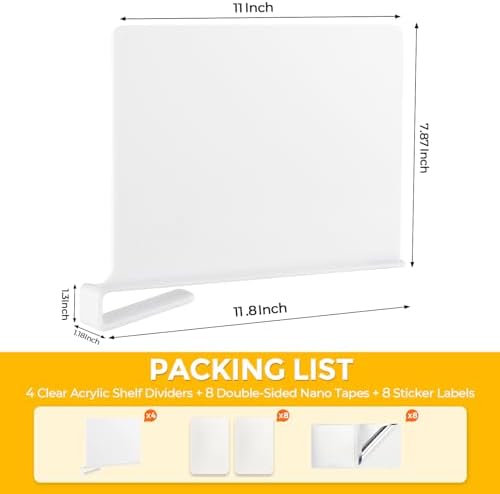 White Acrylic Shelf Dividers for Closets Organizer & Storage,8 Pack - Image 2