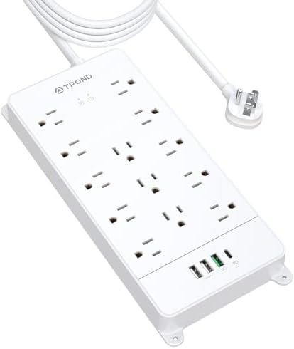 TROND 15ft Surge Protector Power Strip with 32W USB,ETL Listed, 4000J,White by TRONDOfficial