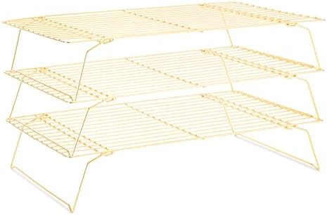 Briout Cooling Rack for Cooking Baking 3 Tiers, 16" x 10" Wire Rack, Gold by Briout
