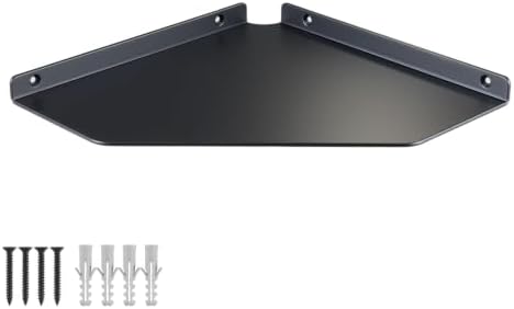 Corner Shelf, Wall Mount & Floating Shelves, Organizer for TV Accessories, Cable Box, Game Console, Storage for Bathroom, Kitchen & Living Room (Black, 12 Inch) by YUjieSTC