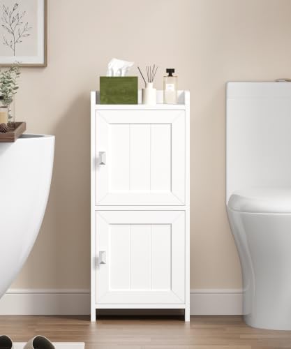 Akxomel Small Bathroom Cabinet Narrow Toilet Paper Organizer White - Image 2