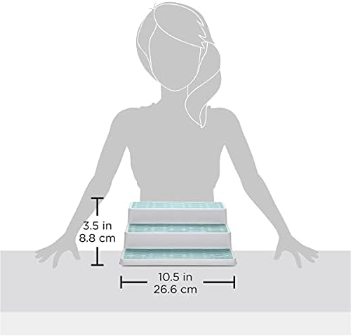 Copco Non-Skid 3-Tier Spice Pantry Kitchen Cabinet Organizer, 10-Inch, White/Aqua - Image 7