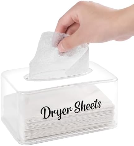 Dryer Sheet Holder, Clear Dryer Sheet Container, Dryer Sheet Dispenser Box for Laundry Room, Plastic Rectangular Tissue Box Holder Organization by VOTLEVT