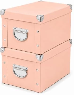 GUOZI Collapsible Storage Box, Decorative Memory Box with Lid & Metal Reinforced Corners, Cardboard File Bin with Handles, Organizer Gift Box for Keepsake Toy Photos Office Nursery Wardrobe Bookshelf by GUOZI