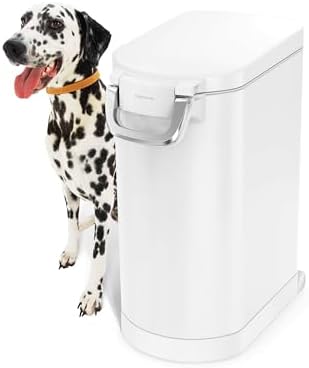 simplehuman Large Pet Food Storage Container, Holds 30-35 lb / 14-16 kg of Dry Dog Food, Cat Food, or Bird Seed, Airtight Lock-Tight Lid with Magnetic Scoop, BPA-Free, White Steel - Image 2