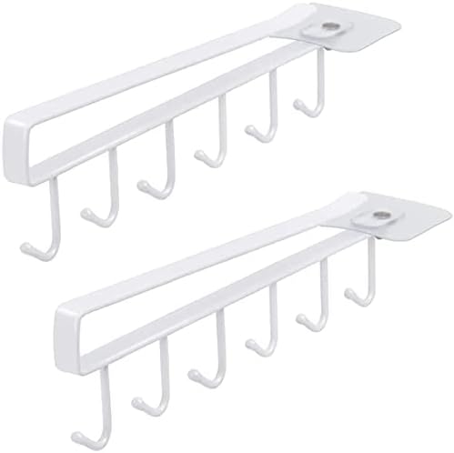 2 Pack White Under Cabinet Mug Holder, Cup Rack For 1 Inch Shelves by ArtSecret