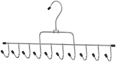 Whitmor Clothes Hanger, 10 Hook Accessory-Hanger, Chrome Metal Tie Hanger for Closet, Belt, Ties, Scarves Organizer and Rack, Space Saving Closet Accessories, Black Tips, (Pack of 12) by Whitmor