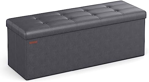 SONGMICS Storage Ottoman Bench, 43.3 Inches Folding Foot Rest Stool by SONGMICSbySONGMICSHOME