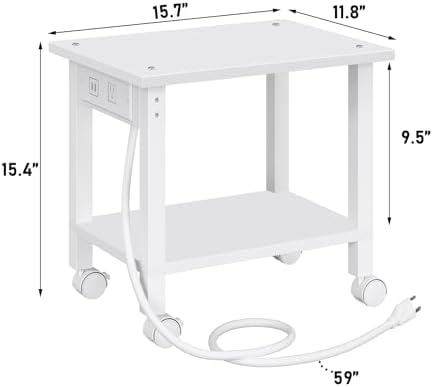 TUTOTAK Printer Stand, 2 Tier Rolling Printer Cart with Charging Station - Image 6