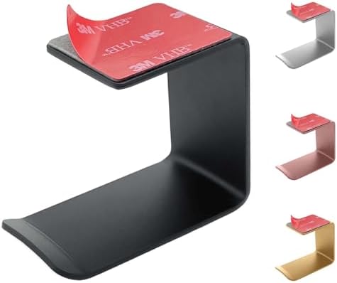 Aluminum Under-Desk Headphone Hanger with Strong Adhesive (1 Pack, Black) by MtJun