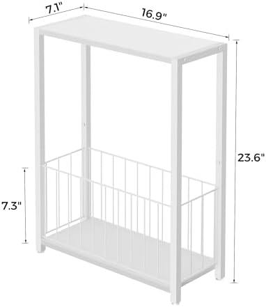 Homleke Narrow Side Table with Magazine Holder, Skinny End Table - Image 3
