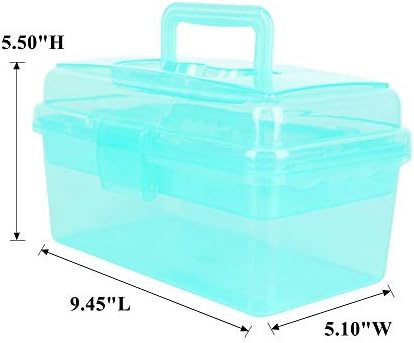 Multipurpose Plastic Art and Craft Supply Storage Container Bin Case with Removable Tray and Handle, First Aid Box Organizer, Clear&Green - Image 4
