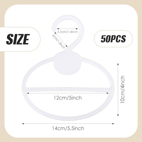 FoldTier 50 Pcs Scarf Hanger Plastic Holder Organizer Space Saving Scarf Organizer Clothes Hanger for Scarves Headscarves Clothing Sorting Storing (White) - Image 2