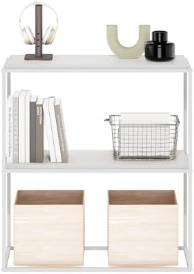 Furinno Moretti Modern Storage Shelves, 2-Tier Wide Stackable Book Shelf, Open Shelves, for Organization and Storage, Living Room, Garage, Home Office, Solid White - Image 4