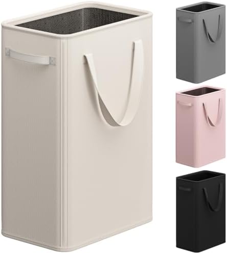 Optish 75L Slim Laundry Hamper, Baby Hamper for Nursery with Handles, Large Laundry Basket for Dorm, Bedroom, Living Room, Collapsible Laundry Basket, White by Optish